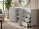 Credenza bianco lucida 124x40x81h cm 2 ante e 4 cassetti - Athos