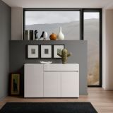 Credenza bianco lucida 135x38x79h cm 3 ante e 1 cassetto - Deodata