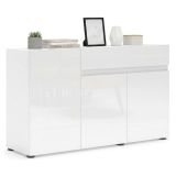 Credenza bianco lucida 135x38x79h cm 3 ante e 1 cassetto - Deodata