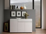 Credenza bianco lucida 135x38x79h cm 3 ante e 1 cassetto - Deodata