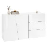 Credenza bianco lucida 140x43x86h cm 2 ante e 3 cassetti - Favonio