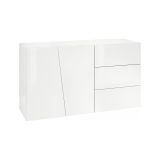 Credenza bianco lucida 140x43x86h cm 2 ante e 3 cassetti - Favonio
