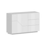 Credenza bianco lucida 141x43x86h cm 2 ante e 3 cassetti - All