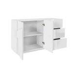 Credenza bianco lucida 142x44x86h cm 2 ante e 3 cassetti - Aydee
