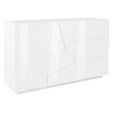 Credenza bianco lucida 142x44x86h cm 2 ante e 3 cassetti - Aydee