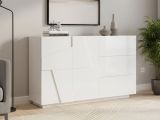 Credenza bianco lucida 142x44x86h cm 2 ante e 3 cassetti - Aydee