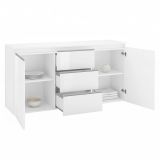 Credenza bianco lucida 150x40x81h cm 2 ante e 3 cassetti - Amoco