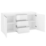 Credenza bianco lucida 150x40x81h cm 2 ante e 3 cassetti - Amoco