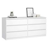Credenza bianco lucida 153x50x68h cm 6 cassetti - Joyce