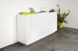Credenza bianco lucida 160x41x86h cm 2 ante e 3 cassetti - Aysha