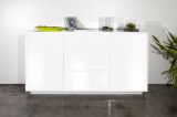 Credenza bianco lucida 160x41x86h cm 2 ante e 3 cassetti - Aysha