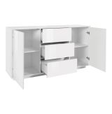 Credenza bianco lucida 160x41x86h cm 2 ante e 3 cassetti - Aysha