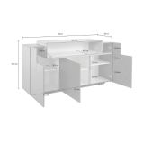 Credenza bianco lucida 160x46x85h cm 4 ante - Aschly