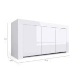 Credenza bianco lucida 162x50x83h cm 3 ante - Zenobia