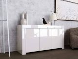 Credenza bianco lucida 162x50x83h cm 3 ante - Zenobia