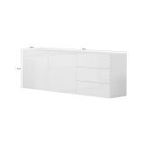 Credenza bianco lucida 170x40x60h cm 2 ante e 3 cassetti - Andie