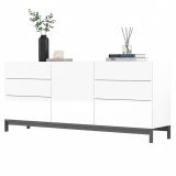 Credenza bianco lucida 170x40x73h cm 1 anta e 6 cassetti - Pirite