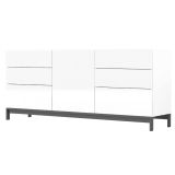 Credenza bianco lucida 170x40x73h cm 1 anta e 6 cassetti - Pirite