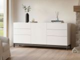 Credenza bianco lucida 170x40x73h cm 1 anta e 6 cassetti - Pirite