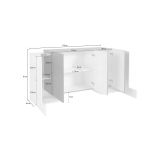 Credenza bianco lucida 170x45x85h cm 5 ante - Arek