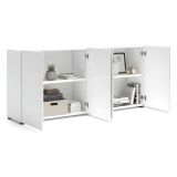Credenza bianco lucida 180x38x79h cm 4 ante - Amacord