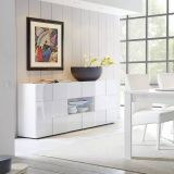 Credenza bianco lucida 181x43x84h cm 2 ante e 2 cassetti - Zerba