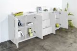Credenza bianco lucida 220x41x86h cm 4 ante e 3 cassetti - Arrachis