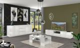 Credenza bianco lucida 220x41x86h cm 4 ante e 3 cassetti - Arrachis