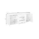 Credenza bianco lucida 220x43x86h cm 4 ante e 3 cassetti - Ayrton