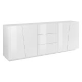 Credenza bianco lucida 220x43x86h cm 4 ante e 3 cassetti - Ayrton