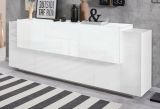 Credenza bianco lucida 220x45x86h cm 5 ante e 2 cassetti - Akirum