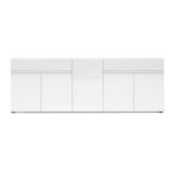Credenza bianco lucida 225x38x79h cm 5 ante e 2 cassetti - Elenia