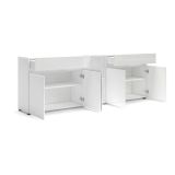 Credenza bianco lucida 225x38x79h cm 5 ante e 2 cassetti - Elenia