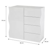 Credenza bianco lucida 90x40x81h cm 1 anta e 4 cassetti - Abig