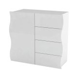 Credenza bianco lucida 90x40x81h cm 1 anta e 4 cassetti - Abig