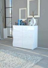 Credenza bianco lucida 90x40x81h cm 2 ante e 2 cassetti - Anifares