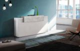 Credenza bianco lucida,cemento 160x45x85h cm 4 ante - Aschly