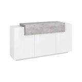 Credenza bianco lucida,cemento 160x45x85h cm 4 ante - Aschly