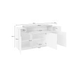Credenza bianco lucida,cemento 160x45x85h cm 4 ante - Aschly