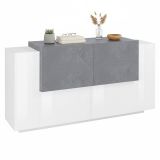 Credenza bianco lucida,cemento 160x45x86h cm 4 ante - Muscari