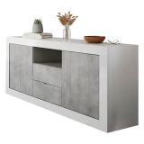 Credenza bianco lucida,cemento 184x42x86h cm 2 ante e 2 cassetti - Antina
