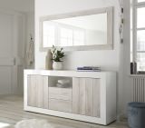 Credenza bianco lucida,cemento 184x42x86h cm 2 ante e 2 cassetti - Antina