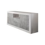 Credenza bianco lucida,cemento 184x42x86h cm 2 ante e 2 cassetti - Antina