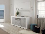 Credenza bianco lucida,cemento 184x42x86h cm 2 ante e 2 cassetti - Antina