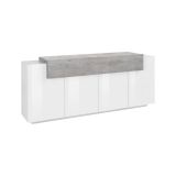 Credenza bianco lucida,cemento 200x45x85h cm 5 ante - Discordia