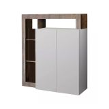 Credenza bianco lucida e acacia 108x42x127h cm 2 ante - Smeraldo