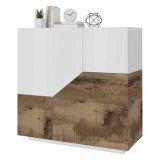 Credenza bianco lucida e acero 100x43x106h cm 2 ante - Arbal
