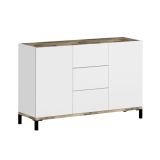 Credenza bianco lucida e acero 120x40x80h cm 2 ante e 3 cassetti - Jessie