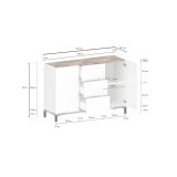 Credenza bianco lucida e acero 120x40x80h cm 2 ante e 3 cassetti - Jessie