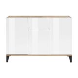 Credenza bianco lucida e acero 120x40x82h cm 3 ante e 1 cassetto - Albatross